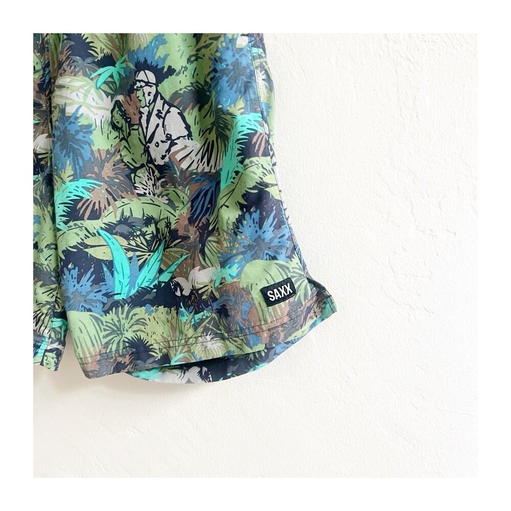 Saxx Cannonball 2n1 Men’s Swim Trunks Shorts Hawaii Jungle Safari Size Medium - Picture 3 of 11